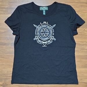 Ralph Lauren Black Tee with Trademark Graphic